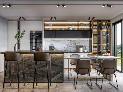 Кухня, сцена продвинутого моделирования 0024 3D Модель