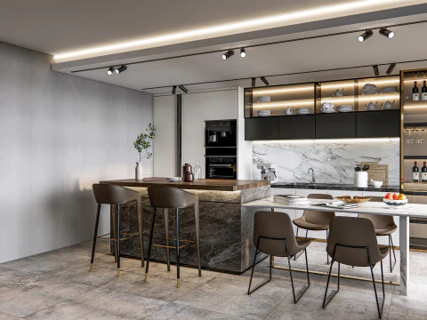 Кухня, сцена продвинутого моделирования 0024 3D Модель