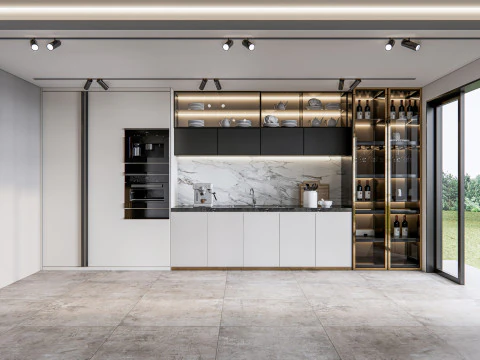 Кухня, сцена продвинутого моделирования 0024 3D Модель