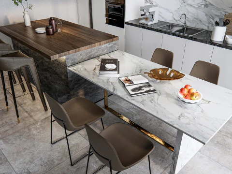 Кухня, сцена продвинутого моделирования 0024 3D Модель