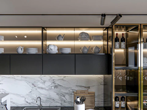 Кухня, сцена продвинутого моделирования 0024 3D Модель