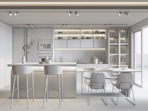 Кухня, сцена продвинутого моделирования 0024 3D Модель