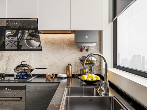 Scena di modellazione avanzata della cucina 0033 Modello 3D