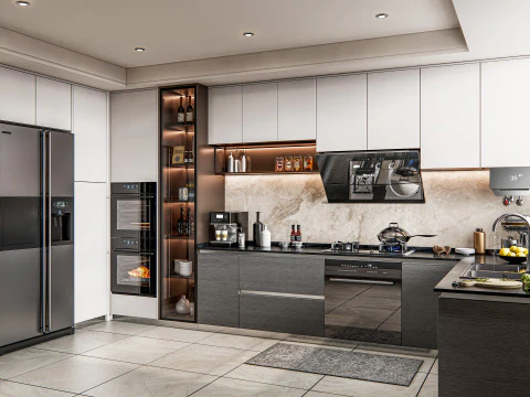 Scena di modellazione avanzata della cucina 0033 Modello 3D