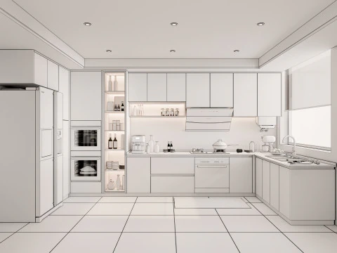 Scena di modellazione avanzata della cucina 0033 Modello 3D
