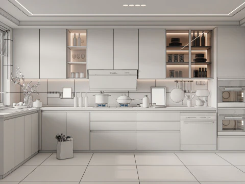 Scena di modellazione avanzata della cucina 0034 Modello 3D