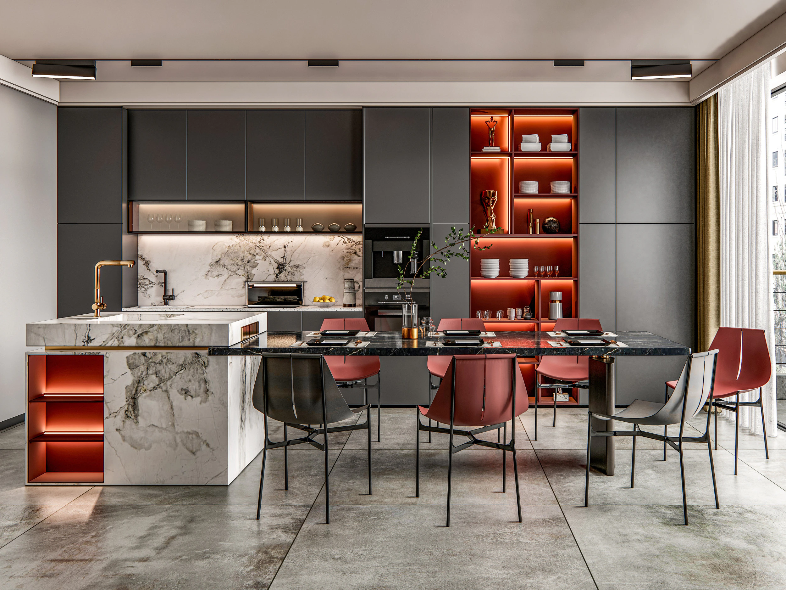 Scena di modellazione avanzata della cucina 0035 Modello 3D .c4d .max .obj .3ds .fbx .stl .blend