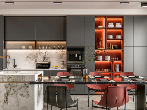 Scena di modellazione avanzata della cucina 0035 Modello 3D