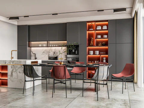 Scena di modellazione avanzata della cucina 0035 Modello 3D