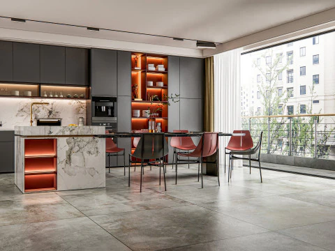 Scena di modellazione avanzata della cucina 0035 Modello 3D