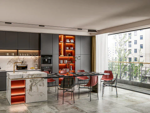 Scena di modellazione avanzata della cucina 0035 Modello 3D