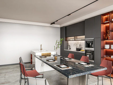 Scena di modellazione avanzata della cucina 0035 Modello 3D