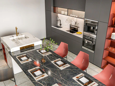 Scena di modellazione avanzata della cucina 0035 Modello 3D