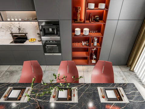 Scena di modellazione avanzata della cucina 0035 Modello 3D