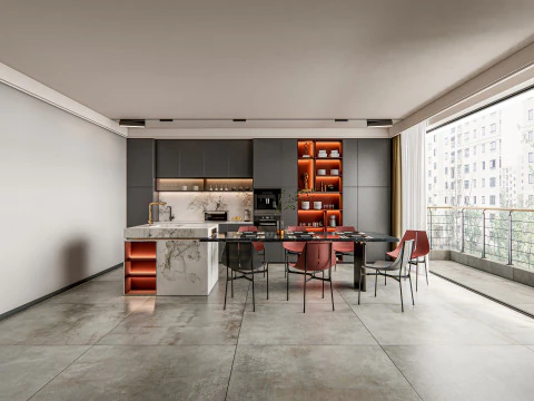 Scena di modellazione avanzata della cucina 0035 Modello 3D