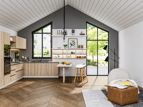 Scena di modellazione avanzata della cucina 0036 Modello 3D