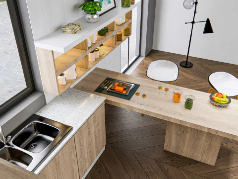 Scena di modellazione avanzata della cucina 0036 Modello 3D