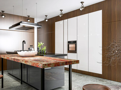 Scena di modellazione avanzata della cucina 0038 Modello 3D