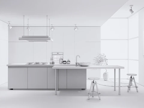 Scena di modellazione avanzata della cucina 0038 Modello 3D