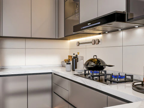 Scena di modellazione avanzata della cucina 0048 Modello 3D