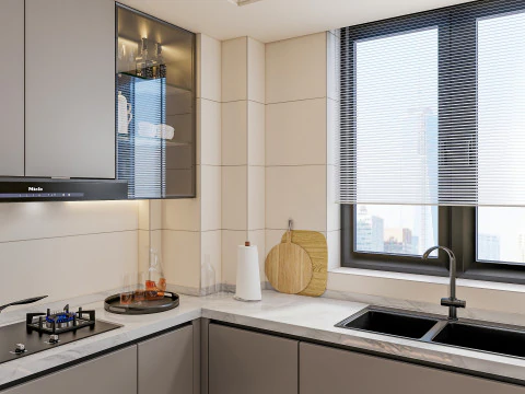 Scena di modellazione avanzata della cucina 0048 Modello 3D