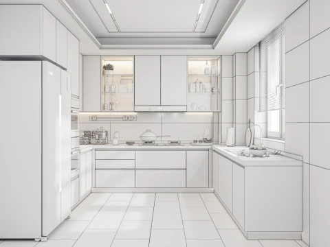 Scena di modellazione avanzata della cucina 0048 Modello 3D