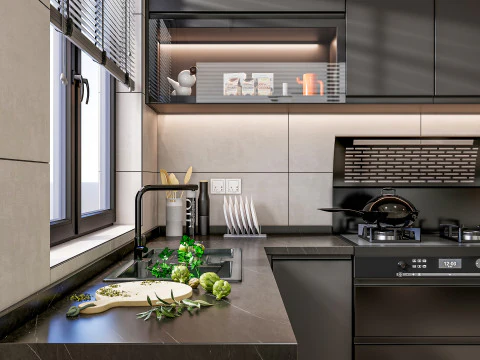 Scena di modellazione avanzata della cucina 0049 Modello 3D