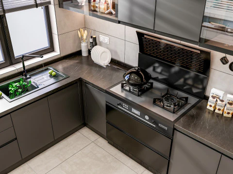 Scena di modellazione avanzata della cucina 0049 Modello 3D