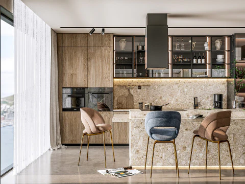 Scena di modellazione avanzata della cucina 0054 Modello 3D