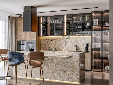 Scena di modellazione avanzata della cucina 0054 Modello 3D