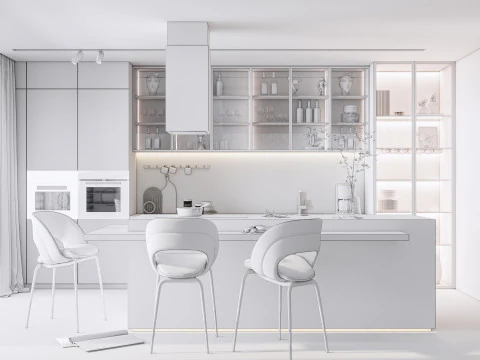 Scena di modellazione avanzata della cucina 0054 Modello 3D