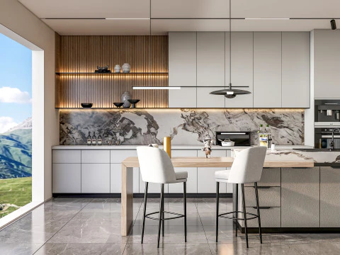 Scena di modellazione avanzata della cucina 0058 Modello 3D