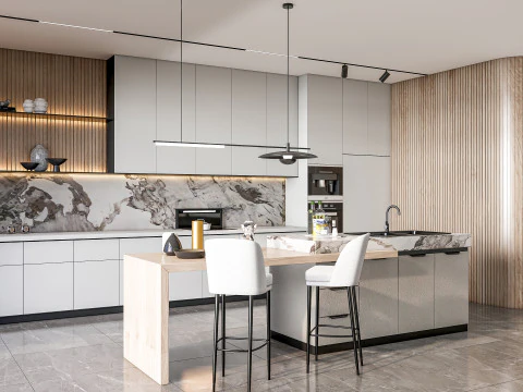 Scena di modellazione avanzata della cucina 0058 Modello 3D