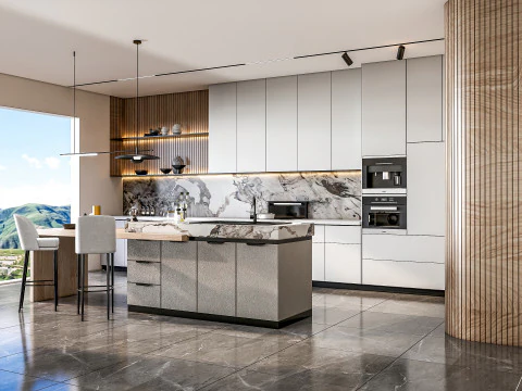 Scena di modellazione avanzata della cucina 0058 Modello 3D