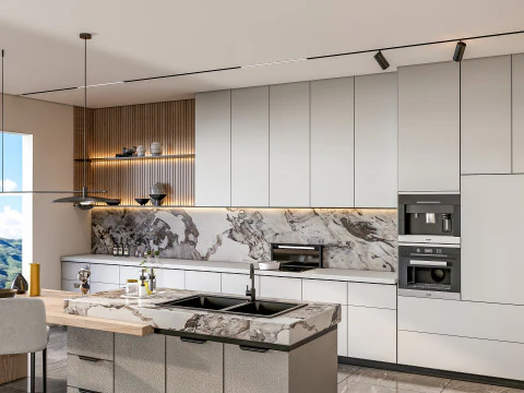 Scena di modellazione avanzata della cucina 0058 Modello 3D