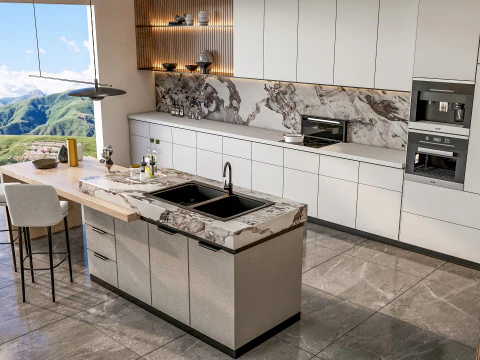 Scena di modellazione avanzata della cucina 0058 Modello 3D