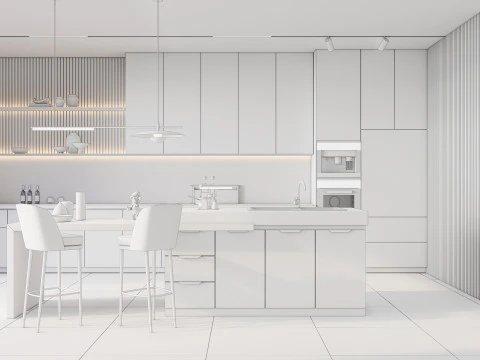 Scena di modellazione avanzata della cucina 0058 Modello 3D