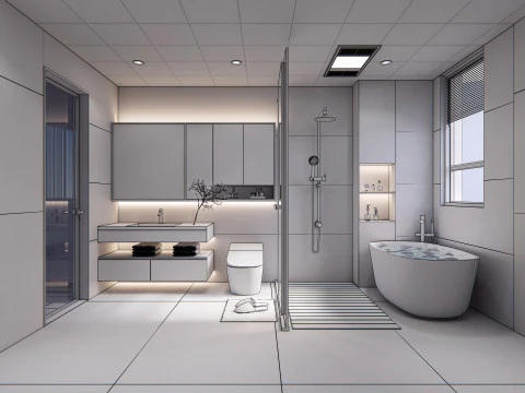 Bathroom full scene 2 3D Model
