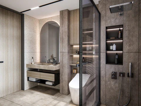 Bathroom full scene 80 3D Model