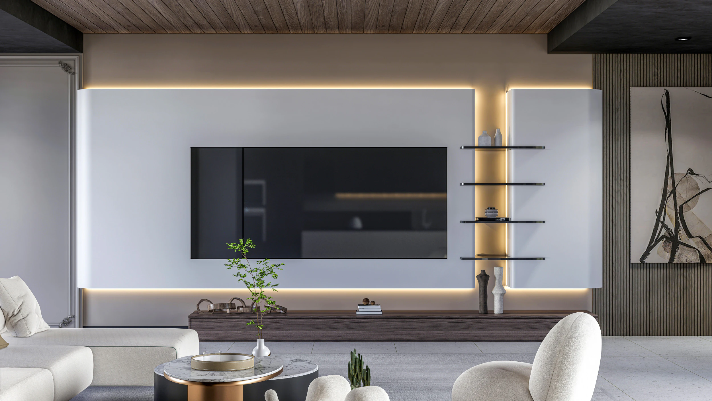 TV wall 2 3D Model .c4d .max .obj .3ds .fbx .stl .blend