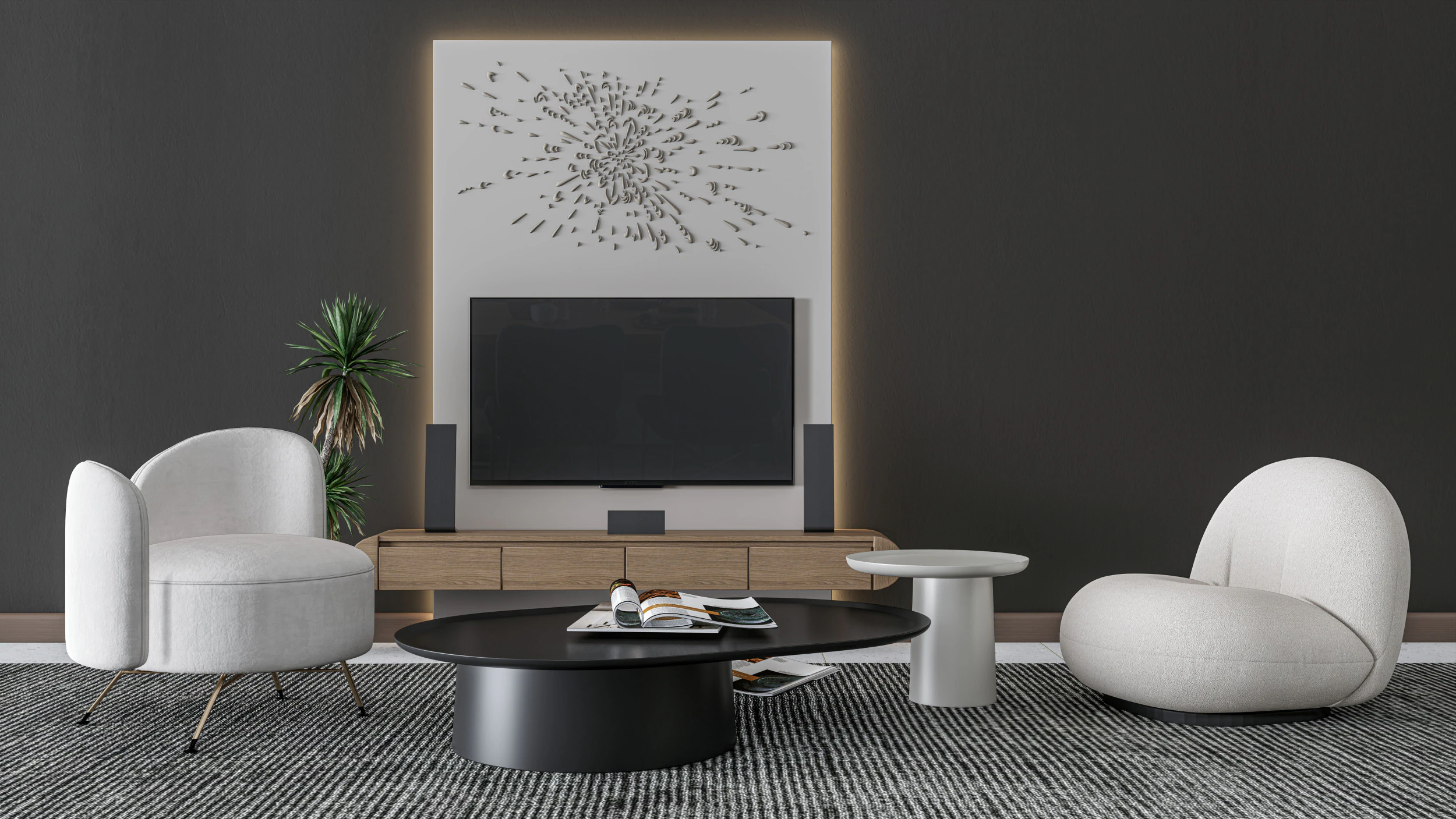 TV wall 25 3D Model .c4d .max .obj .3ds .fbx .stl .blend