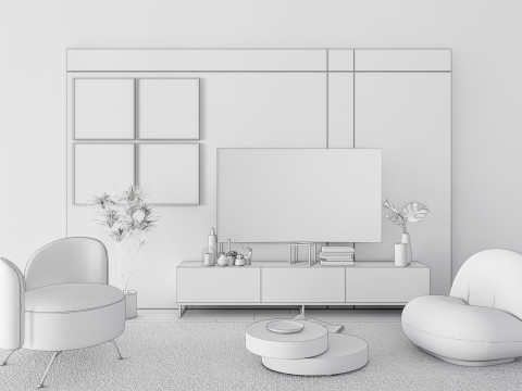 TV wall 34 3D Model