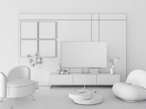 TV wall 34 3D Model