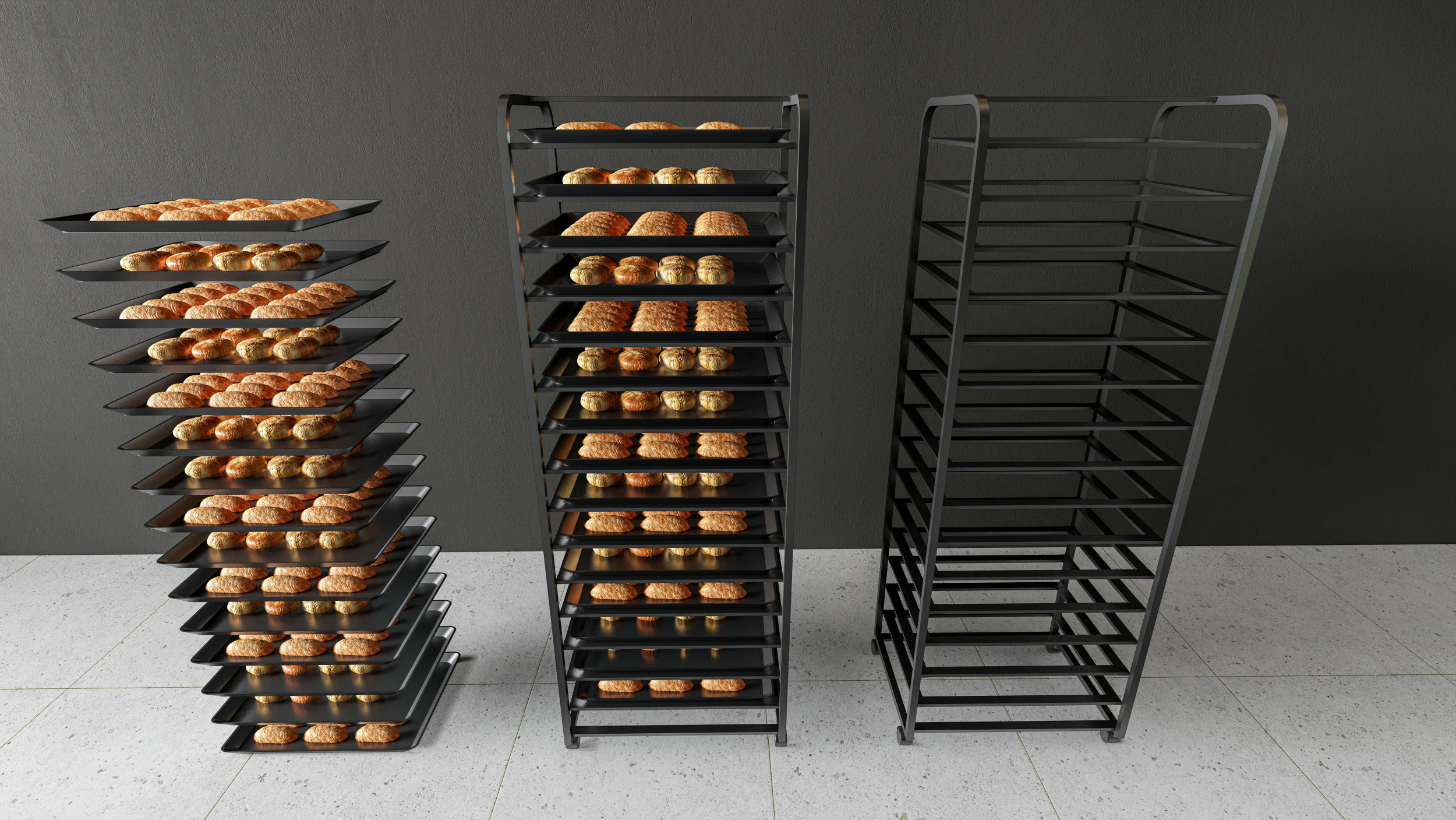 Bakery tray trolly 3D Model .c4d .max .obj .3ds .fbx .stl .blend 