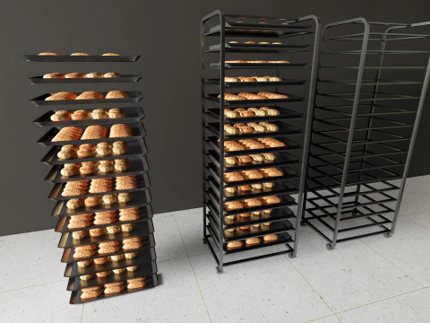Bakery tray trolly 3D Model