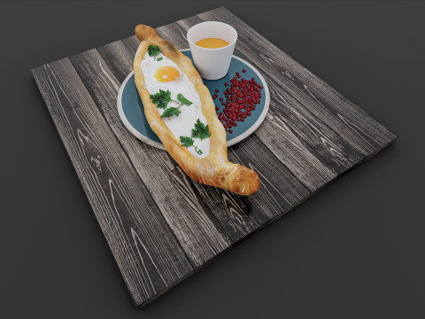 Breakfast bakery burger 3D Model
