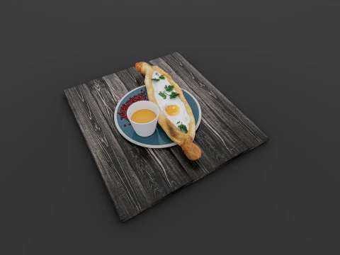Hamb&uacute;rguer de padaria de caf&eacute; da manh&atilde; Modelo 3D