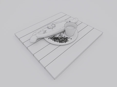Hamb&uacute;rguer de padaria de caf&eacute; da manh&atilde; Modelo 3D