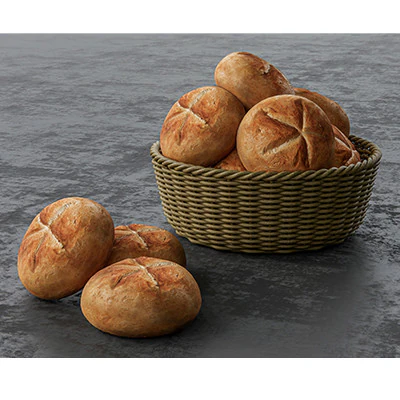 B&auml;ckerei-Br&ouml;tchenbrot 3D Modell .c4d .max .obj .3ds .fbx .stl .blend 