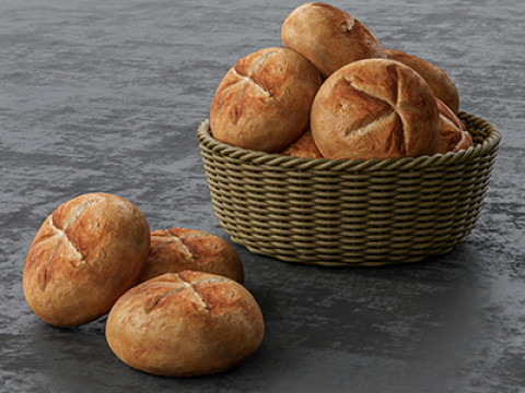 Bakery Bun Bread 3D Model